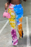 Color Street Camouflage-Print Letter Boot Cut Mid-Waist-Speaker Full Print Bottoms