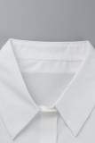 Svart Casual Plus Size Solid Patchwork Turndown-skjortklänning med krage