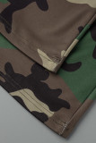 Colore Casual Stampa Camouflage Stampa Patchwork Vita alta Gamba larga Pantaloni a stampa intera