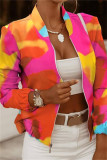 Kaki casual vest met patchwork bovenkleding