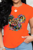 Серые вечерние футболки с круглым вырезом в стиле пэчворк с милым персонажем