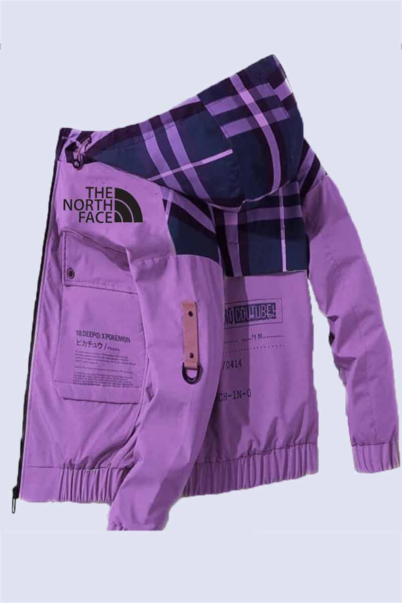 

Purple Casual Print Patchwork Letter Hooded Collar Outerwear