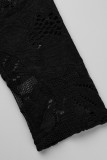 Combinaisons mode casual patchwork col en V transparent noir