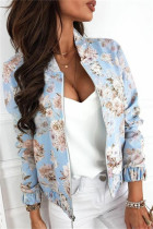 Hemelsblauw casual vest met patchwork bovenkleding