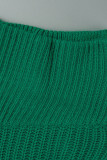 Lápis de cintura alta verde casual borla borla sólida patchwork skinny fundo de cor sólida