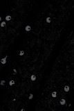 ブラック セクシー フォーマル パッチワーク くり抜き スパンコール バックレス スリット ターンバック カラー イブニングドレス ドレス