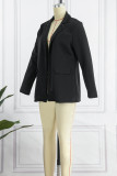 Yellow Casual Solid Cardigan Turn-back Collar Outerwear