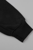 パープル カジュアル ソリッド パッチワーク フード付き 襟 長袖 ツーピース
