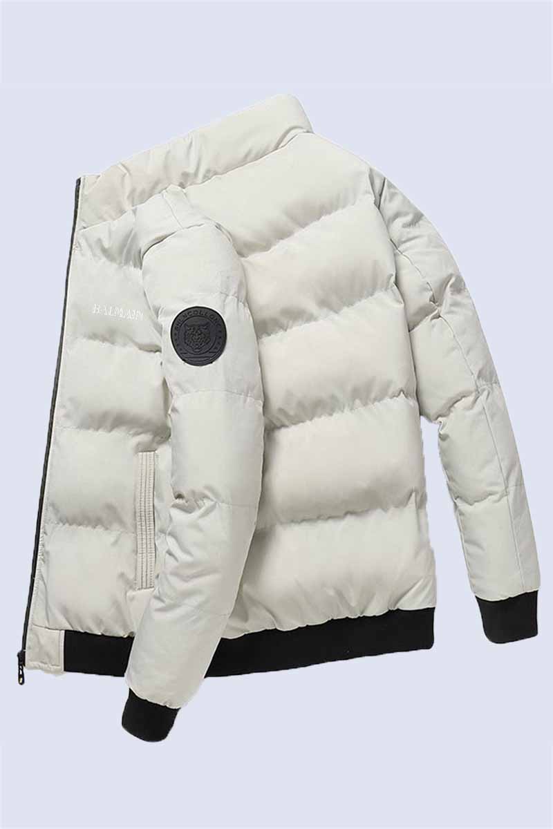 

White Casual Print Letter Mandarin Collar Outerwear