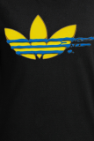 Top con scollo patchwork con stampa di abbigliamento sportivo da strada blu navy