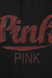 Розово-красная повседневная с буквенным принтом, базовая, с круглым вырезом, с коротким рукавом, из двух предметов