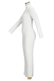 Patchwork sexy blanc crème dessiner une ficelle demi-robes de jupe crayon à col roulé