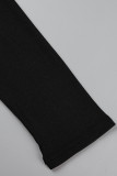Combinaisons skinny casual patchwork col zippé noir