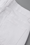 Svart Casual Print Patchwork Vanliga jeans med hög midja