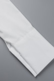 Abito camicia a maniche lunghe con colletto rovesciato casual casual bianco