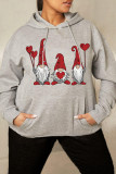 Santa Claus Casual Daily Print Patchwork Basic Hooded Collar Tops