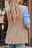 Apricot Casual Daily Solid Patchwork Turn-back Collar Outerwear