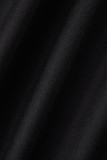 Black Casual Striped Patchwork Zipper Collar Plus Size Jumpsuits