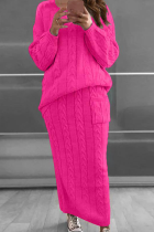 Розово-красный модный однотонный пэчворк с круглым вырезом и длинным рукавом из двух частей