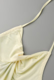 Абрикосовое сексуальное однотонное платье с открытой спиной и открытыми плечами, платья на бретельках