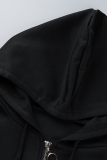 Серый Повседневный воротник с капюшоном и принтом в стиле пэчворк Плюс размер Из двух частей
