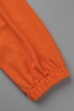 Orange Casual Solid Patchwork Zipper Kragen Langarm Zweiteiler