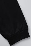 Vestido irregular de cuello con capucha de patchwork sólido casual negro Vestidos