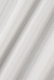 Witte casual effen patchwork V-hals lange mouw Grote maten jurken