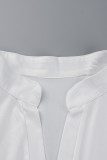 Gul Casual Solid Patchwork Turndown Collar Shirt Dress Klänningar