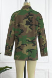 Camouflage Casual Camouflage Print Vest Turndown Kraag Bovenkleding