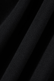 ブラック カジュアル 無地 パッチワーク フード付き 襟 イレギュラードレス ドレス