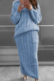 Королевский синий Мода Твердые Пэчворк с круглым вырезом и длинным рукавом из двух частей