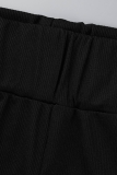 Gola quadrada marrom sexy patchwork sólido manga longa duas peças