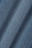 Blue Street Solid Patchwork Turndown Collar Tallas grandes Dos piezas