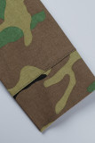 Camouflage Casual Print Patchwork Turndown-krage Ytterkläder