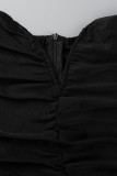 Черное сексуальное вечернее платье с открытой спиной и открытыми плечами