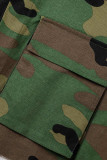 Camouflage Casual Print Patchwork Turndown-krage Ytterkläder