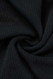 Robes de jupe crayon à encolure en V à chaînes en patchwork noires sexy solides évidées