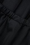Pagliaccetti dritti con colletto risvoltato e bottoni patchwork solidi casual neri