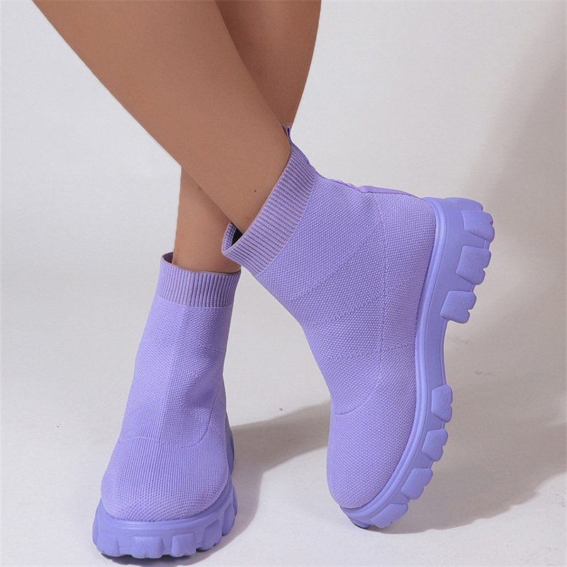 

Purple Casual Daily Patchwork Solid Color Round Keep Warm Comfortable Shoes