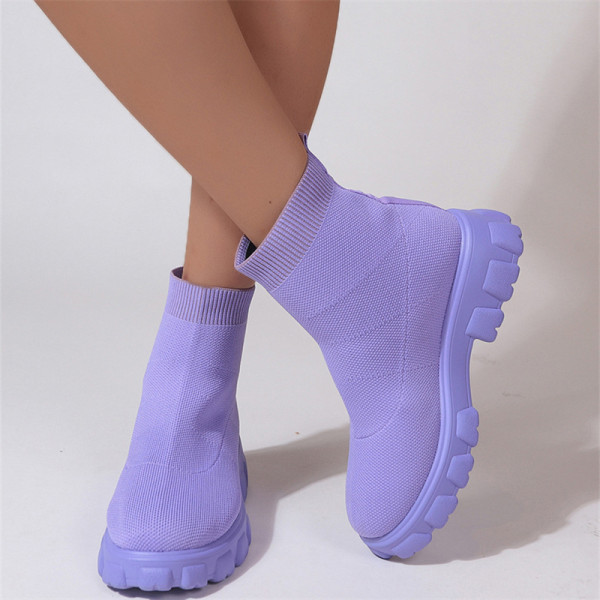 Фиолетовая повседневная однотонная Повседневная лоскутная однотонная круглая теплая удобная обувь