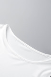 Vita sexiga vardagstryck Basic långärmade klänningar med o-hals