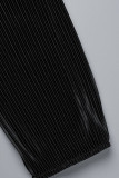 Macacão reto preto sexy com bandagem sólida e patchwork dobrável com decote em V