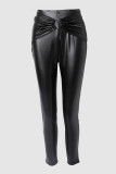 Pantalones pitillo de cintura alta con retazos sólidos informales negros