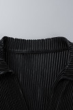 Zwarte sexy effen bandage patchwork vouw V-hals rechte rompertjes