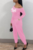 Roze casual jumpsuits met patchwork en schuine kraag, normale pasvorm