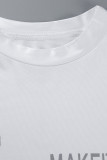 Grå Casual Sportswear Print Patchwork O-hals långärmad två delar