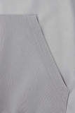 Robe t-shirt à col à capuche et patchwork imprimé décontracté gris Robes