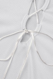 Weiße, sexy, solide Verband-Patchwork-Bleistiftrockkleider mit V-Ausschnitt