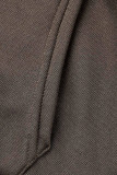 Темно-синяя повседневная спортивная одежда Твердые пэчворк Молния Воротник с капюшоном Длинный рукав Из двух частей